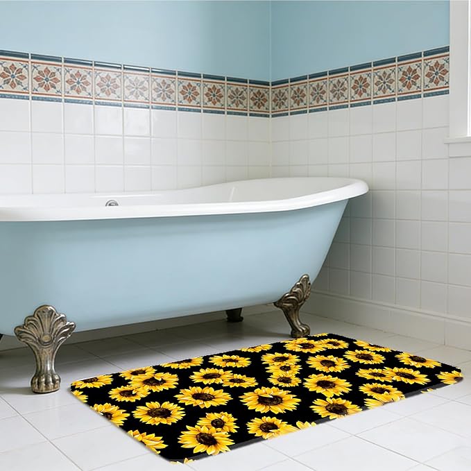 Sunflower Dish Drying Mat ,Absorbent Kitchen Mat For Kitchen Counter,Easy Clean Dish Rug For Kitchen,Bath,Bathroom,Home(sunflower) (17inches*30inches)