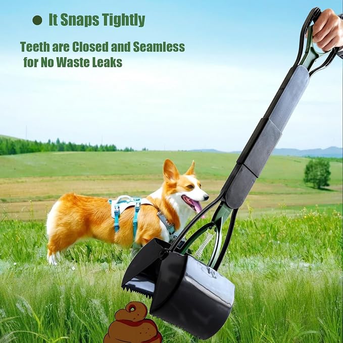 ienjoyed Dog Pooper Scooper for Large Medium & Small Dogs Heavy Duty,Long Handled Dog Poop Scooper for Grass,Durable Dog Poop Pick Up Tool (Dark Green)