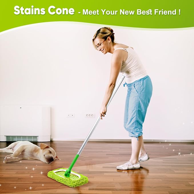 6-Pack Reusable Microfiber Mop Pads Compatible with Swiffer Sweeper, Dry & Wet Sweeping Cloths - Washable Wet Pads Refill for Multi-Surface/Hardwood Floor Cleaning -Fluorescent Green