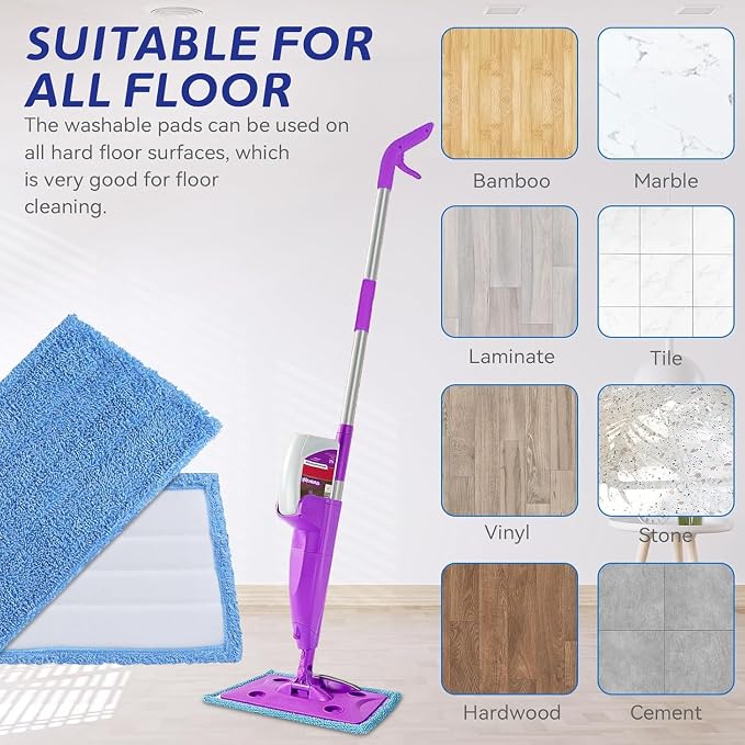 Mop Pads Replacement for Rejuvenate Microfiber Mops, Compatible with Rejuvenate Click N Clean Multi-Surface Spray Mop, Resuable Microfiber Refill Head, Easy to Replace, Machine Washable（3 Pack）