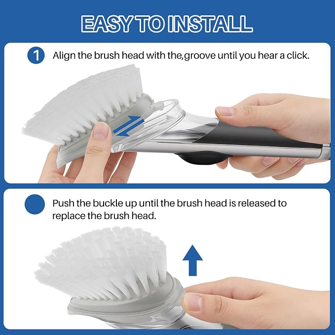Dish Brush Refills 4 Pack, Grey Replacement BrushHeads Compatible with OXO Dish Brush & OXO DishScrubber