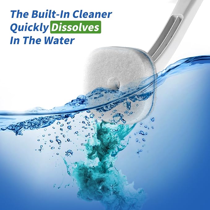 oshang Disposable Toilet Brush - Toilet Bowl Cleaner, Toilet Cleaning Supplies, Toilet Brush with Holder, 14 Refills for Deep Cleaning and Hygienic Bathroom Maintenance