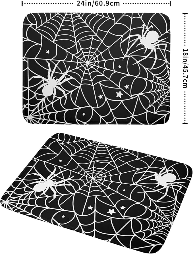 Halloween Dish Drying Mat for Kitchen Counter Spooky Spiders Festival Microfiber Absorbent Dish Draining Reusable Washable Foldable Extra Large 18"x24"