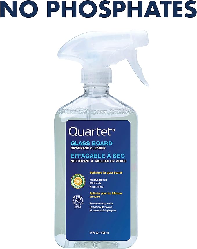 Quartet Dry Erase White Board Cleaning Spray, Glass Whiteboard Cleaner, Orange Scented, 17 fl oz (562)