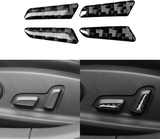 Real Carbon Fiber Trim for Audi Accessories | for B9 A4 S4 A5 S5 2017-2019 / RS5 2018 2019 Seat Adjustment Interior Thick Overlay Decal