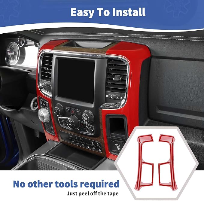 RT-TCZ for RAM Center Console Dashboard Air AC Vents Trim Cover Red for Dodge RAM 2012-2017 Red Interior Accessories 2pcs