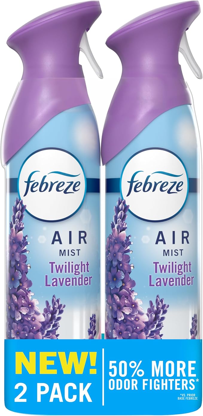 Febreze Air Mist, Air Freshener Spray, Odor Fighting Room Spray, Deodorizer for Home Bathroom Kitchen Office Apartment Dorm Room Classroom, Twilight Lavender Scent, 8.1oz (Pack of 2)