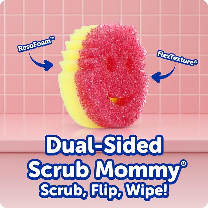Scrub Daddy Scrub Mommy Kitchen Sponges for Dishes & Wiping Spills - Dual-Sided Dish Scrubber Sponge for Cleaning - Multi-Colored Bulk Pack - Stain & Odor Resistant (5 Count)