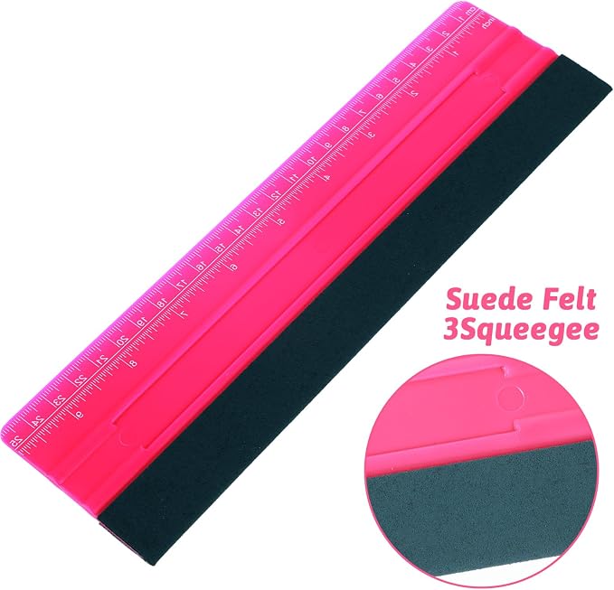 Wallpaper Smoothing Tool, Professional Vinyl Squeegee with Ruler Felt Squeegee for Vinyl Decals Sticker Paper Wallpaper Window Film Tools