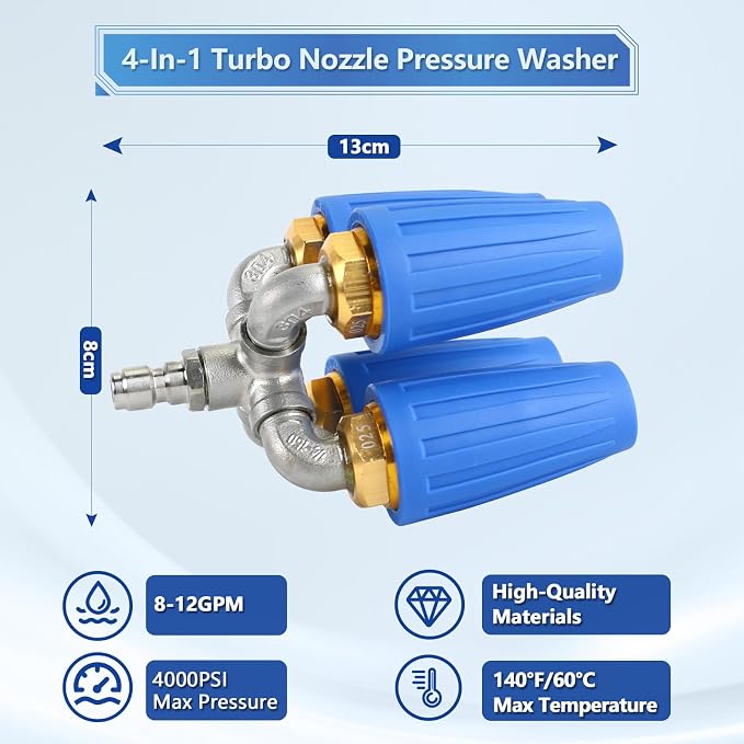 4-In-1 Turbo Nozzle Pressure Washer With 1/4 Inch Quick Connector