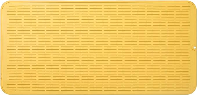 MicoYang Silicone Dish Drying Mat for Multiple Usage,Easy clean,Eco-friendly,Heat-resistant Silicone Mat for Kitchen Counter or Sink,Refrigerator or Drawer Liner Yellow 5XL 36inches x 18inches
