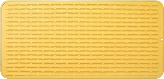 MicoYang Silicone Dish Drying Mat for Multiple Usage,Easy clean,Eco-friendly,Heat-resistant Silicone Mat for Kitchen Counter or Sink,Refrigerator or Drawer Liner Yellow 5XL 36inches x 18inches