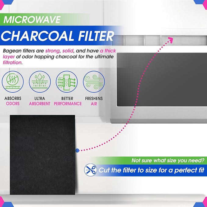 Cut to Fit Microwave Filter Replacement - 18” x 15” Activated Carbon Filter | Fits Samsung GE LG Frigidaire Whirlpool and More - Charcoal Oven Vent Filters Removes Odors and Freshens Air (1 Pack)