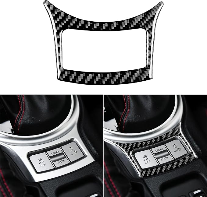 Real Carbon Fiber Trim for Subaru Accessories | for BRZ/Scion FR-S/Toyota 86 2016 2017 2018 2019 2020 Gear Shifting Button Interior Thick Overlay Decal
