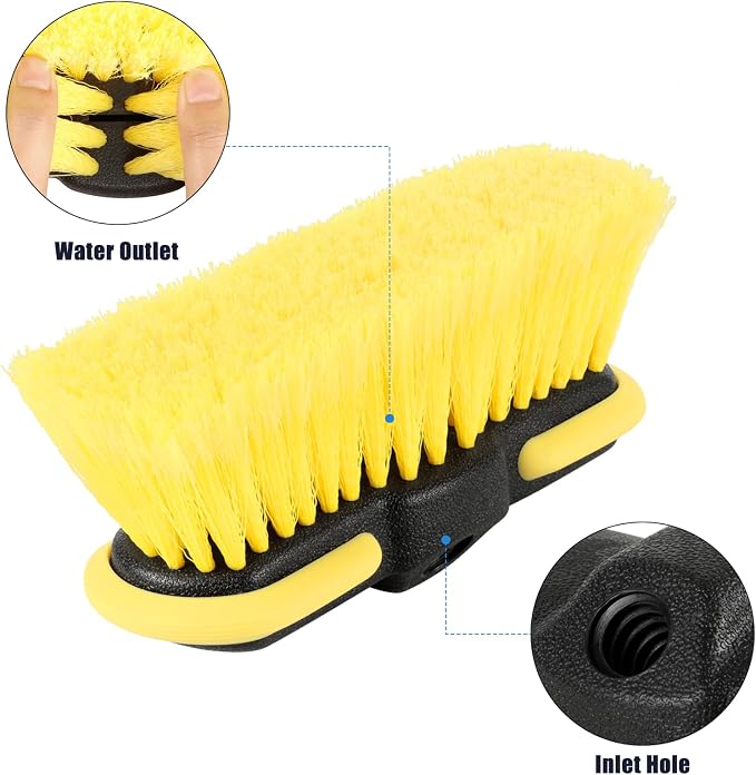 Car Wash Brush Head, 8'' Scrub Brush Attachment for Long Handle Extension Pole,Outdoor Broom and Scrubbing Brush for Cleaning Window, Wall, House Floor, Deck, Patio, Car (8in-4 Pack)