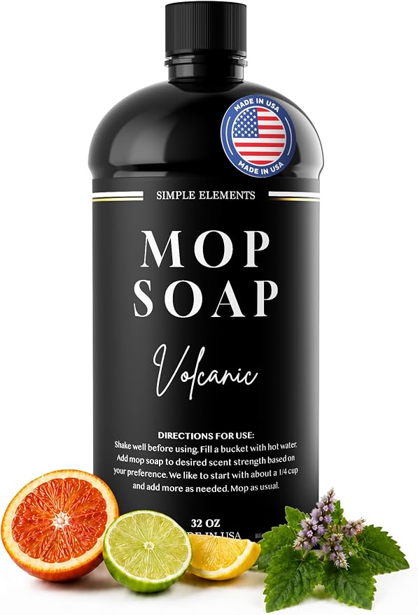 Luxury Mop Soap – Highly Scented Floor Cleaner, Concentrated Formula, No Streaks, Residue or White Cast, Floor Cleaning For Tile, Sealed Hardwood, Laminate, Vinyl and Stone – Volcanic 32 oz