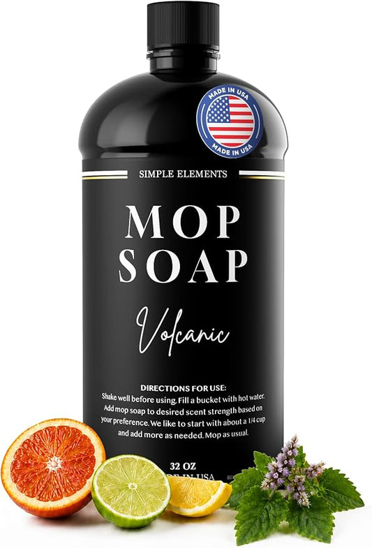 Luxury Mop Soap – Highly Scented Floor Cleaner, Concentrated Formula, No Streaks, Residue or White Cast, Floor Cleaning For Tile, Sealed Hardwood, Laminate, Vinyl and Stone – Volcanic 32 oz