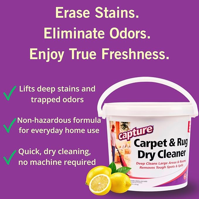 Capture Carpet & Rug Dry Cleaner: Carpet Deodorizer & Freshener Powder - Pet Odor Eliminator - Spot & Stain Remover - Fresh Natural Scent - Carpet Cleaner Powder - Dry Rug Powder Cleaner (4 lb)