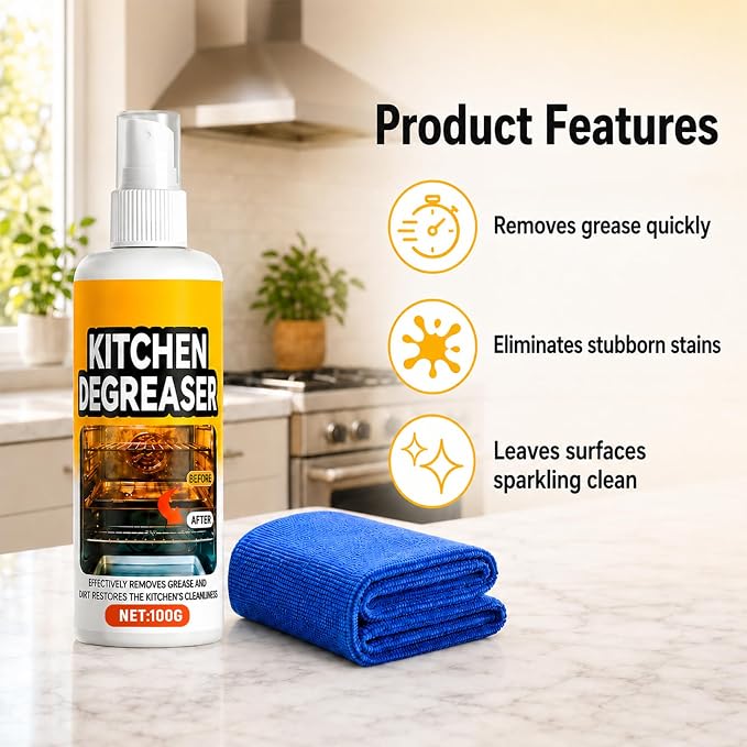 Kitchen Degreaser Spray, BBQ Grill Cleaner Spray, Heavy Duty Degreaser Spray For Outdoor Grill Oven Cleaner, Outdoor Use, Fast-Acting Grease Removal