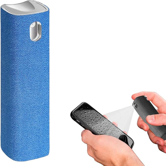 IO CLEAN Mini Screen Cleaner Spray – Finger Proof Screen Cleaner for | Smartphones, iPads, MacBooks, Laptops, Car Screens, Touchscreens – 3 in1 Mist Cleaner, Microfiber Cloth and Cover (Blue)