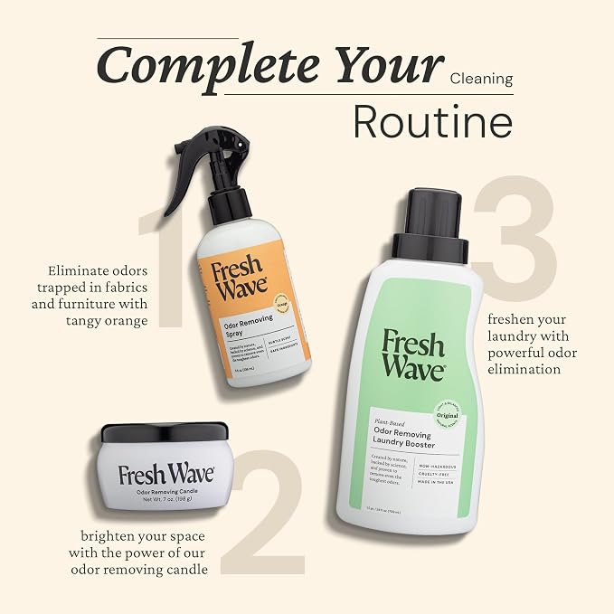 Fresh Wave Orange Room and Fabric Air Freshener Spray, 2-Pk, 8 oz | Plant-based formula, Pet-safe and people-safe, Fabric and room deodorizer , For upholstery, carpets, shoes, and pet bedding