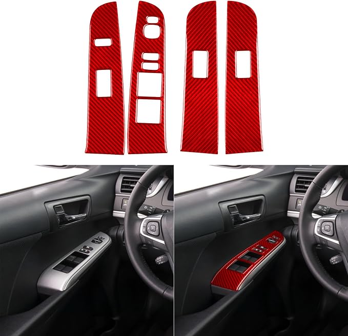 Real Carbon Fiber Trim for Toyota Camry Accessories | for 2012 2013 2014 Door Glass Lifting Control Panel Window Switch Panel Interior Thick Overlay Decal 4PCs