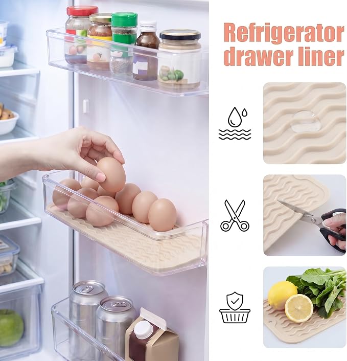 MicoYang Silicone Dish Drying Mat for Multiple Usage,Easy clean,Eco-friendly,Heat-resistant Silicone Mat for Kitchen Counter or Sink,Refrigerator or Drawer Liner Tapioca S 12 inches x 6 inches