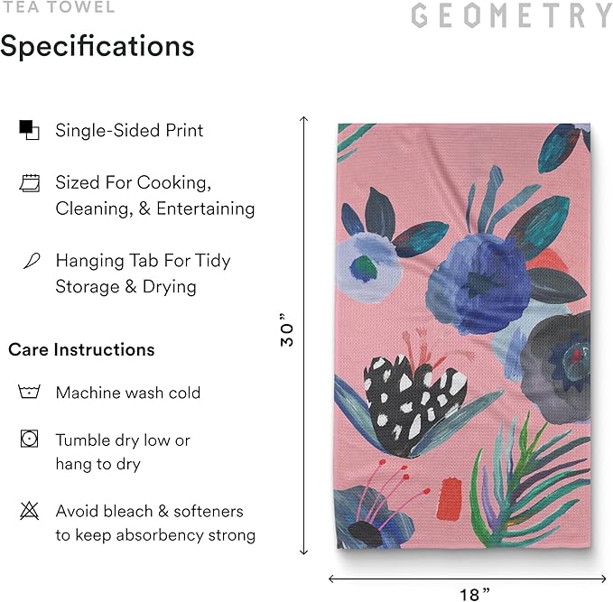 GEOMETRY Kitchen Tea Towels - Quick Dry Microfiber Dish Towels for Kitchen Watercolors, 18" x 30" 2 Pack