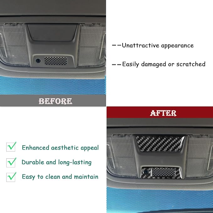 Real Carbon Fiber Trim for Honda Accord Accessories | for 2003 2004 2005 2006 2007，Reading Light Button Panel Cover，Thick Overlay Sticker Decal，Type-A