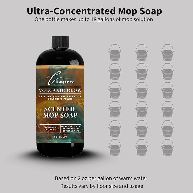 Lapew Volcanic Glow Scented Mop Soap - Luxury Floor Cleaner Concentrate for Mopping Tile, Laminate, Vinyl & Hardwood | Streak-Free, Low-Foam | 36 oz