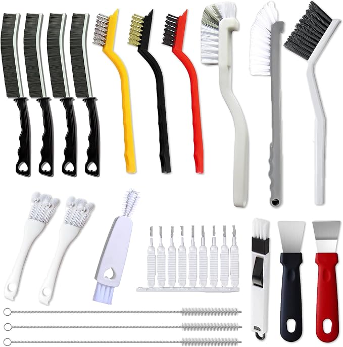20Pcs Crevice Cleaning Brush Set, Hard Bristle Scrub Brushes for Gaps | Deep Cleaning Window Groove, Cleaning Brush for Sliding Door, Sill, Tile Lines, Shutter, Corner, Sink, Teapot, Bottle