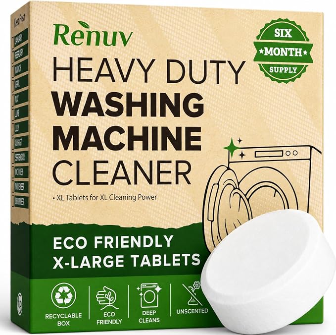 Renuv® Dishwasher Cleaner + Washing Machine Cleaner Bundle | Heavy Duty Appliance Deep Cleaning, Descaling, Deodorizing