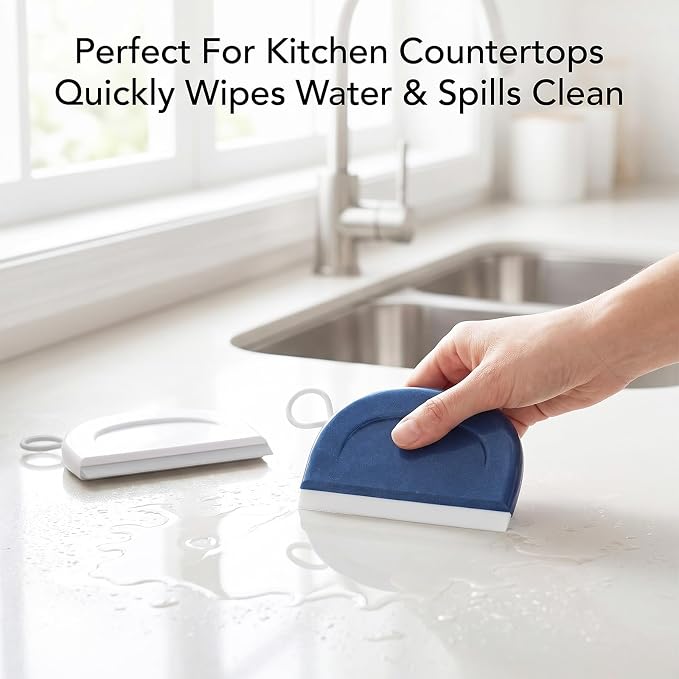 2Pcs Small Sink Squeegee, 4.5inch Mini Rubber Squeegee for Kitchen | Multifunctional Handheld Sink Squeegee Cleaning Tool for Kitchen, Car, Shower, Bathroom, Windows