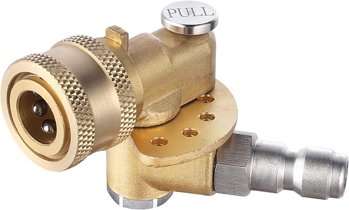 Meteor Blast Pivoting Coupler, 120 Degree with 5 Angles, heavy duty design and Stainless Steel Safety Lock for Pressure Washer Spray Nozzle, Clean Hard to Reach Area, 5000PSI, 1/4” Quick Connect