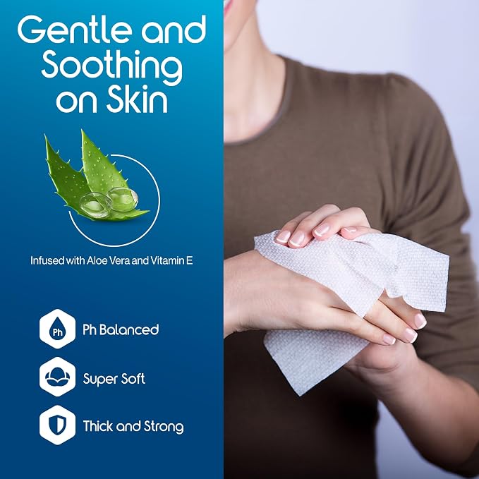 Inspire Adult Wet Wipes, Wash Cloths, Incontinence & Cleansing for Elderly Extra Large, 8"x12" (300 count)