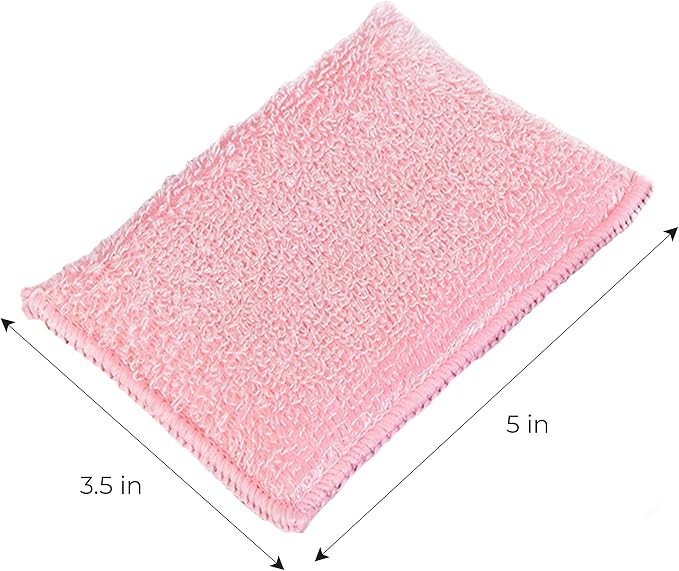 Smart Design Non Scratch Scrub Sponge with Bamboo Odorless Rayon Fiber - Set of 6 - Ultra Absorbent - Soft and Scrubber Side - Cleaning, Dishes, and Hard Stains - Pastel - Blue, Purple, Pink