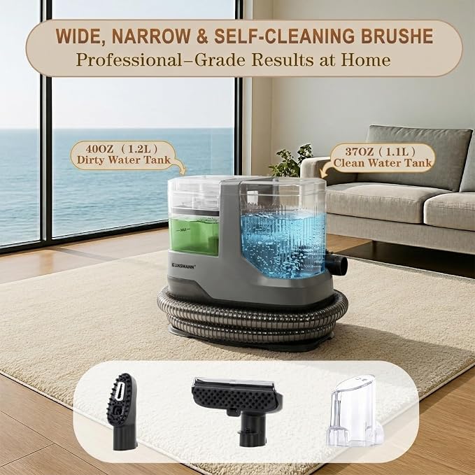 Carpet Spot Cleaner Machine, Mini Portable Upholstery & Couch Shampooer | 17KPa Suction, Deep Cleaning Compact Handheld Car Shampoo Machine for Sofa, Rug, Stairs & Pet Stains