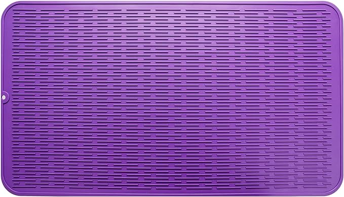 MicoYang Silicone Dish Drying Mat for Multiple Usage,Easy clean,Eco-friendly,Heat-resistant Silicone Mat for Kitchen Counter or Sink,Refrigerator or Drawer Liner Purple 4XL 32 inches x 18 inches