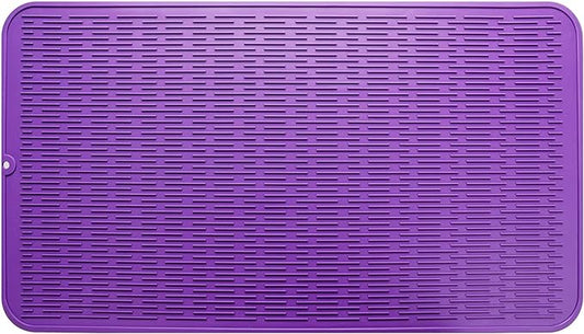 MicoYang Silicone Dish Drying Mat for Multiple Usage,Easy clean,Eco-friendly,Heat-resistant Silicone Mat for Kitchen Counter or Sink,Refrigerator or Drawer Liner Purple 4XL 32 inches x 18 inches