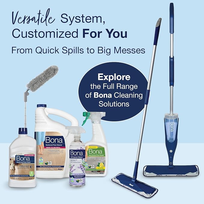 Bona Hardwood Floor Premium Spray Mop - Includes Wood Floor Cleaning Concentrate and Machine Washable Microfiber Cleaning Pad - Dual Zone Cleaning Design for Faster Cleanup
