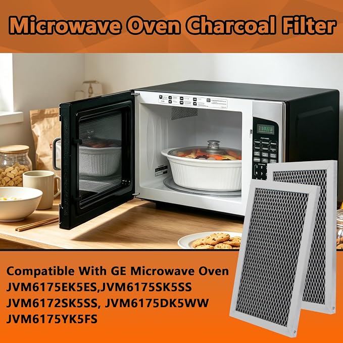 2 Pack Microwave Charcoal Filter Replacement for GE JVM6175 Series, Compatible with JVM6175EK5ES JVM6175SK5SS JVM6172SK5SS JVM6175DK5WW JVM6175YK5FS, Vent Hood Filter