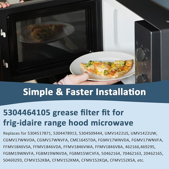 4-Pack 5 x 7-5/8 Microwave Grease Filter 5304464105 WB06X10608 Microwave Grease Filter by Fetechmate Replace 5304517871 5304478913 5304509444