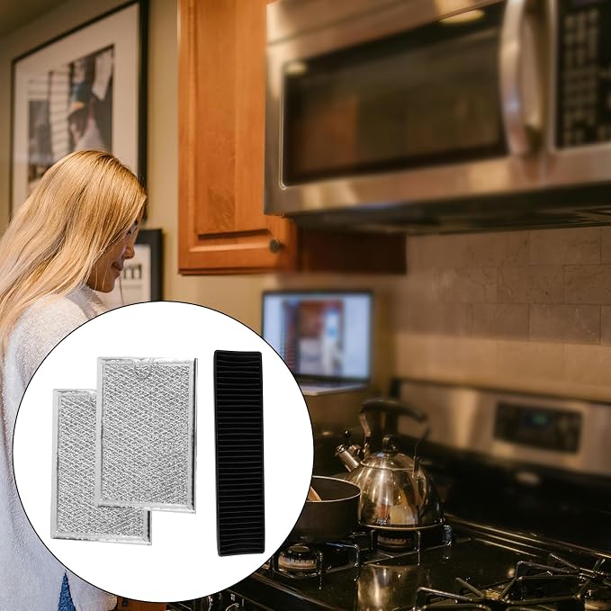 3pcs Microwave Grease Filter & Charcoal Filters Set, Aluminum Meshes & Carbon Filter Replacement Compatible with LMV2031ST LMV2031BD LMHM2237ST LMH2235ST