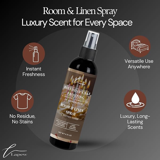 Lapew Room & Linen Spray | Fragrance Mist for Home, Car & Office | Fabric & Air Freshener | Neutralizing Mist | Made in USA | Birthday Cake Frosting