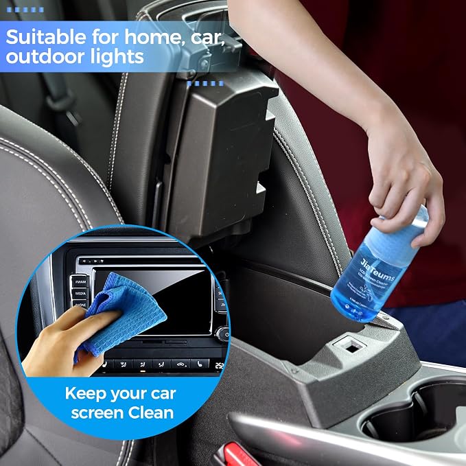 Car Screen Cleaner,TV Screen Cleaner with Wipe Cloth(200ml*2) | Streak-Free,Fast-drying,Non-Drip,Widely Applicable to Eyeglasses,Displays,Phone Screens,CD Disc,LCD LED and Electronics