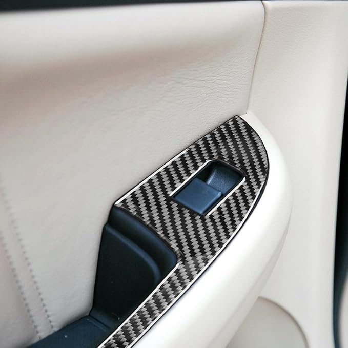 Real Carbon Fiber Trim for Honda Accord Accessories | for 2003 2004 2005 2006 2007，Window Lift Switch Control Button Panel Cover，Interior Dash Panel，Thick Overlay Sticker Decal