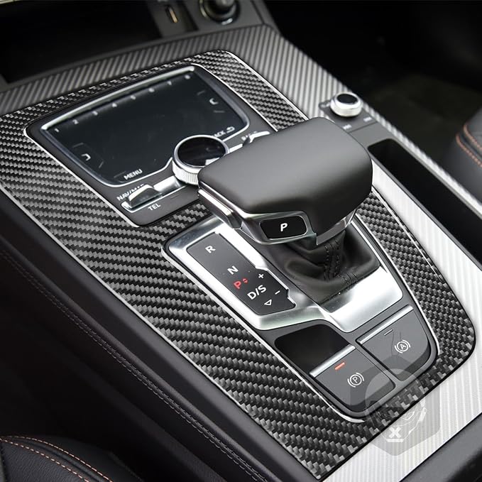 Real Carbon Fiber Trim for Audi 80A Q5 Accessories | for SQ5 2018-2025 Dash Center Console Gear Shift Panel Frame Cover Sticker Interior Thick Overlay Decal - A