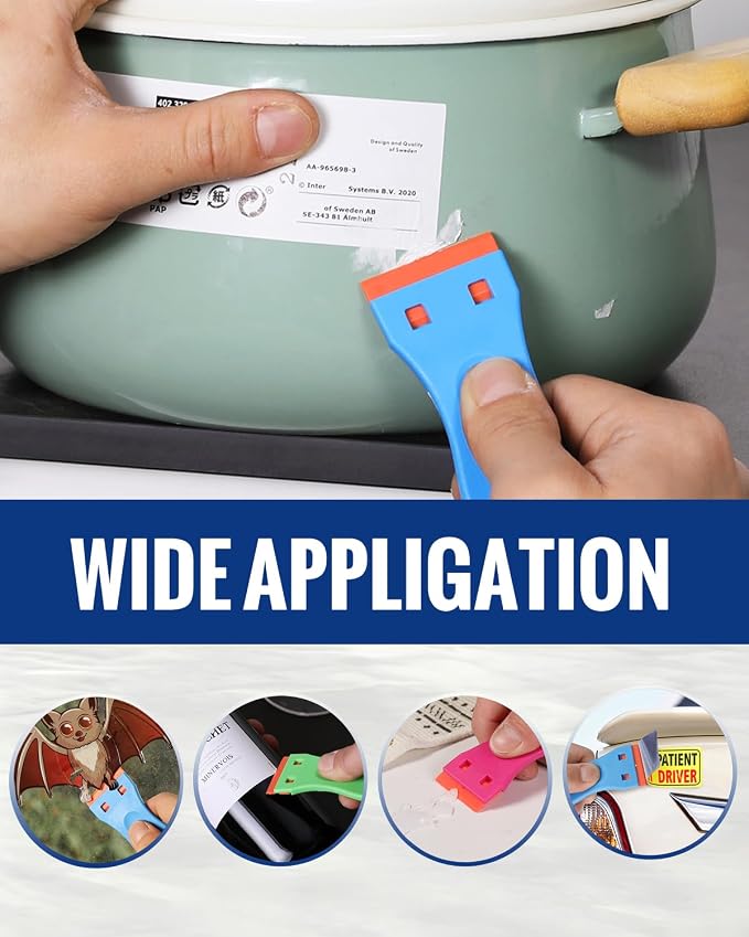 WORKPRO Plastic Razor Blade Scraper Kit, 12 Scrapers with 120 Blades | Plastic Blade Design, Easy Replacement, Multi-Surface Cleaning for Windows, Glass, Appliances, DIY and Home Projects