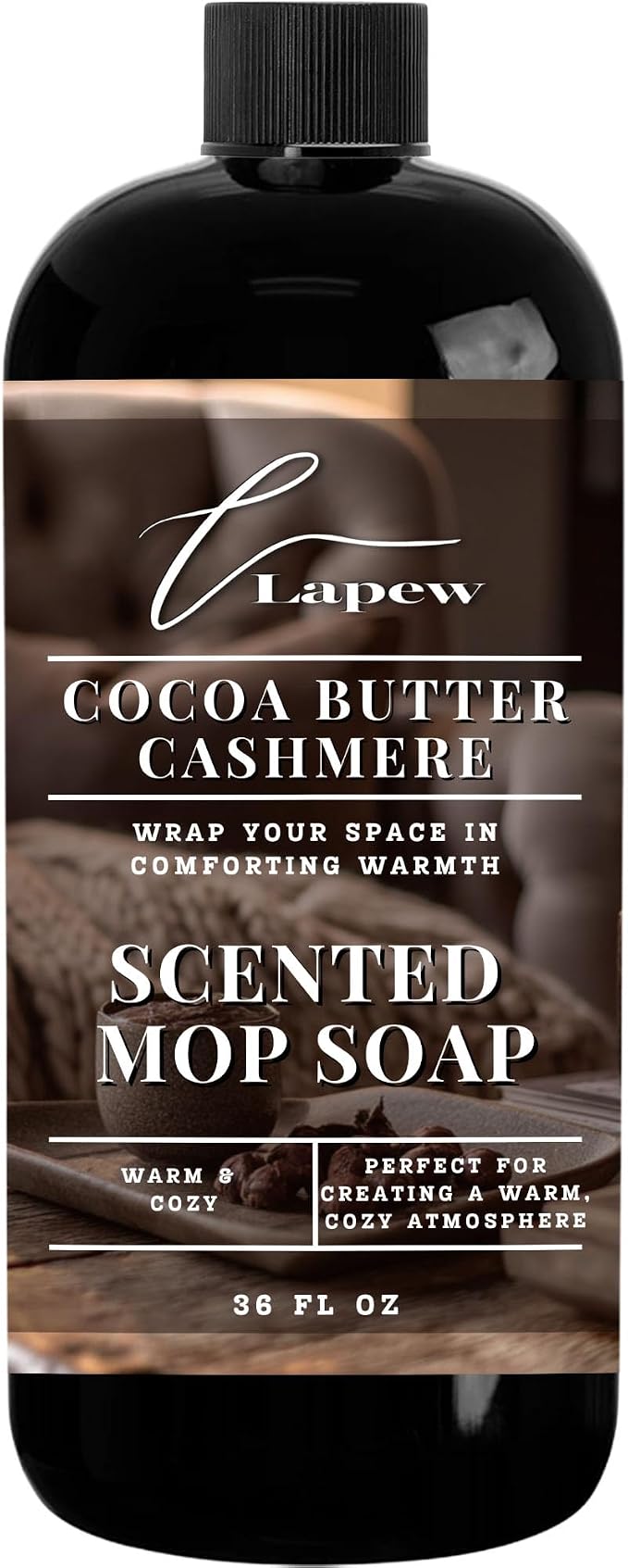 Lapew Cocoa Butter Cashmere Scented Mop Soap - Luxury Floor Cleaner Concentrate for Mopping Tile, Laminate, Vinyl & Hardwood | Streak-Free, Low-Foam | 36 oz