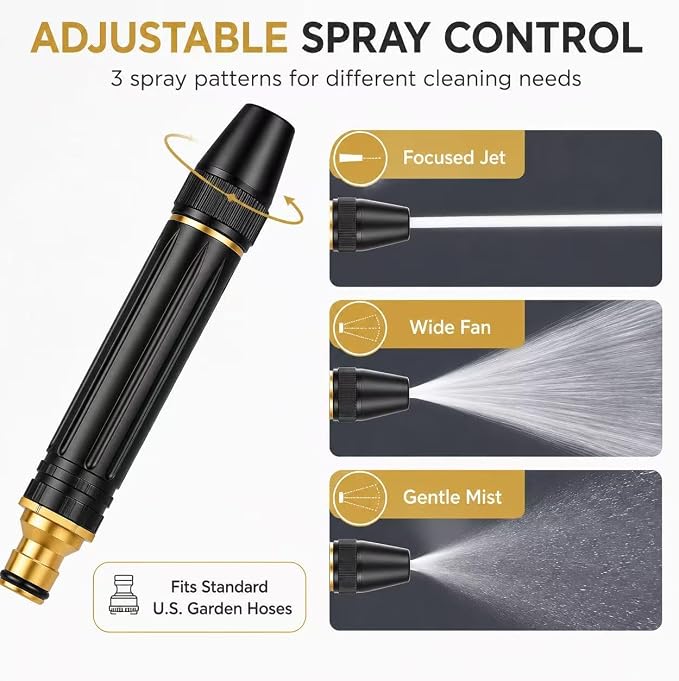 Powerful High-Pressure Water Gun for Car Cleaning, Home Portable Handheld | 2Pcs adjustable jet for . Leak-proof design with tight seal, durable for car washing, garden watering and outdoor cleaning.